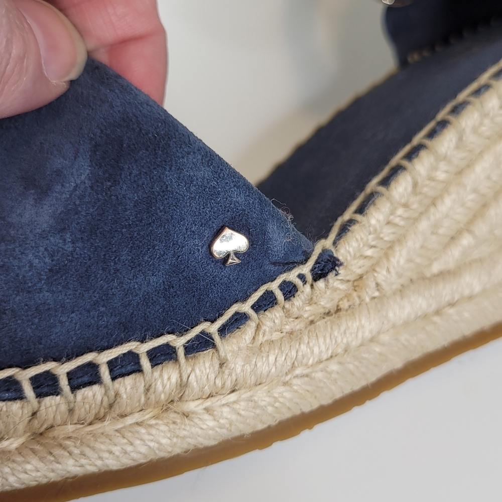 Kate Spade Polly Suede Espadrille Wedge Sandals 10B Dark Blue - Picture 9 of 12